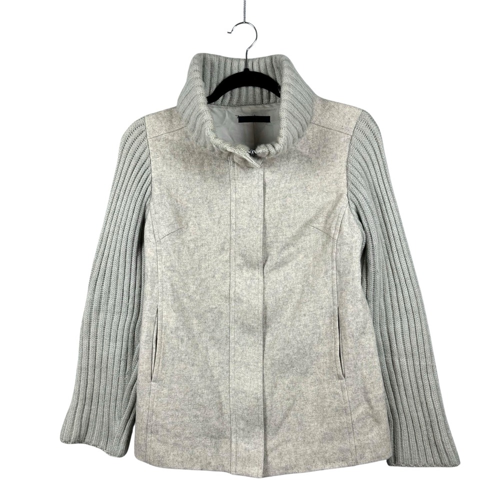 LE‎ CIEL BLEU Women's Wool Coat Full Zip Collared Jacket  in Gray, Made in JAPAN